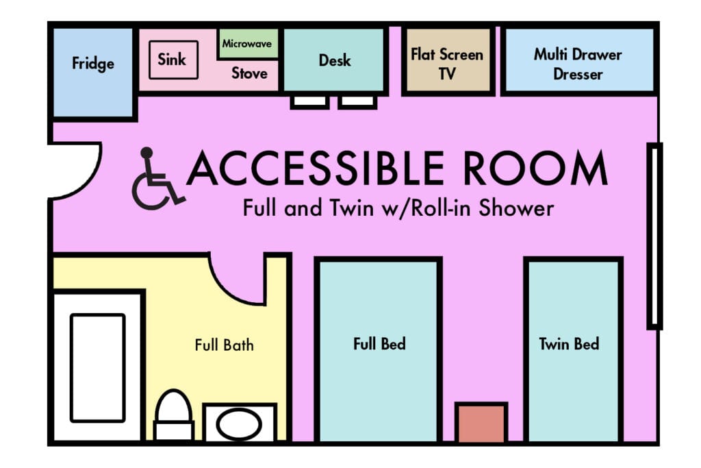 Accessible, Queen Bed Suite w/ RollIn Shower Best Studio Inn